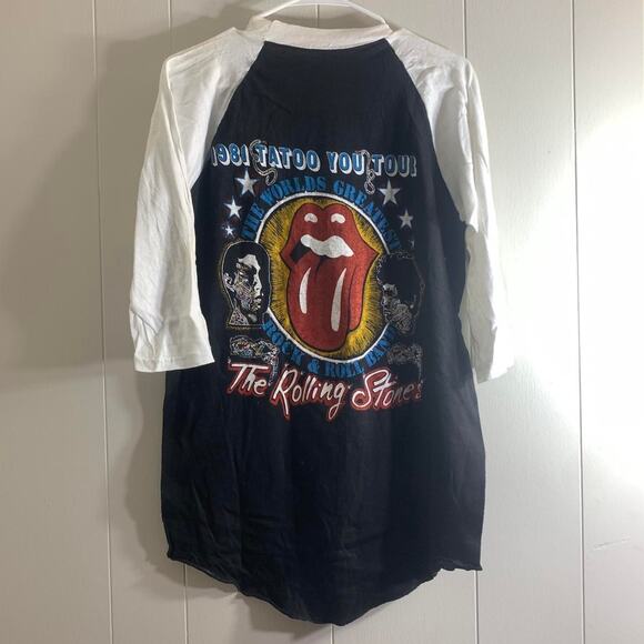vintage 1981 ROLLING STONES Tattoo You Tour double sided 3/4 sleeve tee shirt XL - Picture 6 of 8